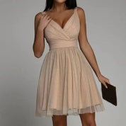 Mingie | Elegante en Stijlvolle Beige A-Lijn Cocktailjurk