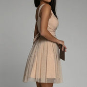 Mingie | Elegante en Stijlvolle Beige A-Lijn Cocktailjurk