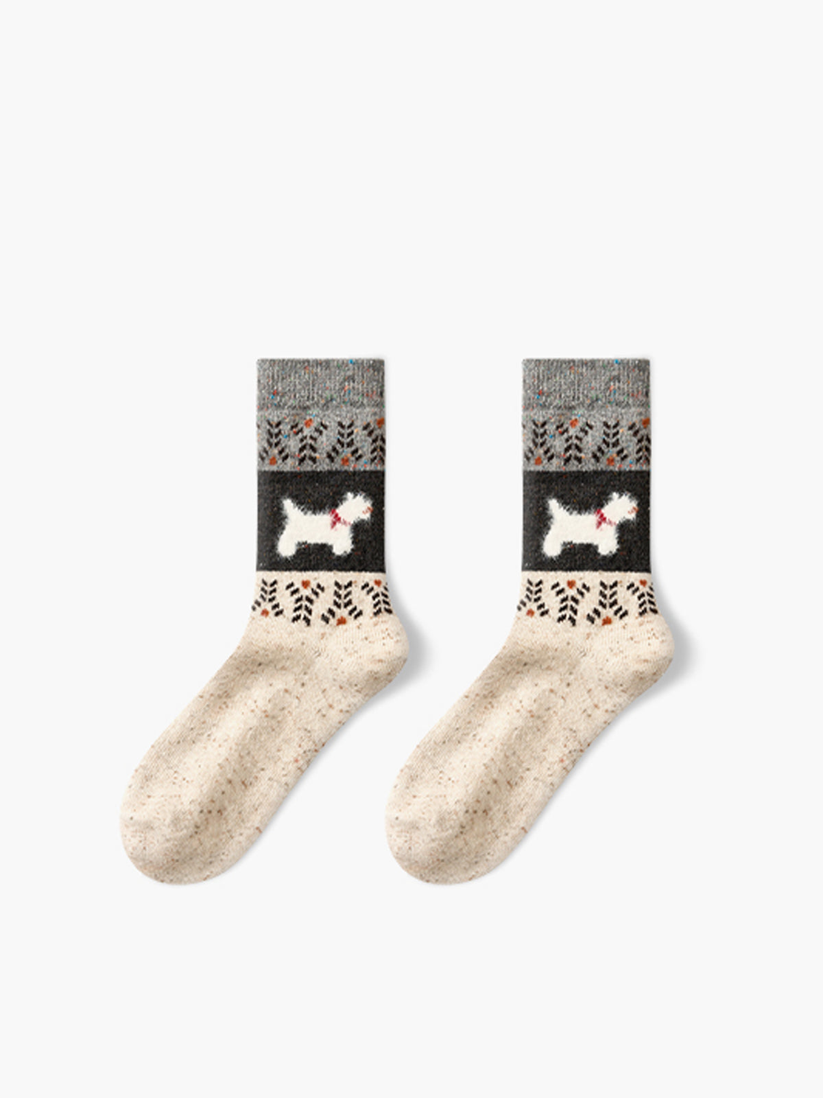 Poppy | Unisex Sokken - Hoogwaardige Stoffen Mix - Puppy Patroon