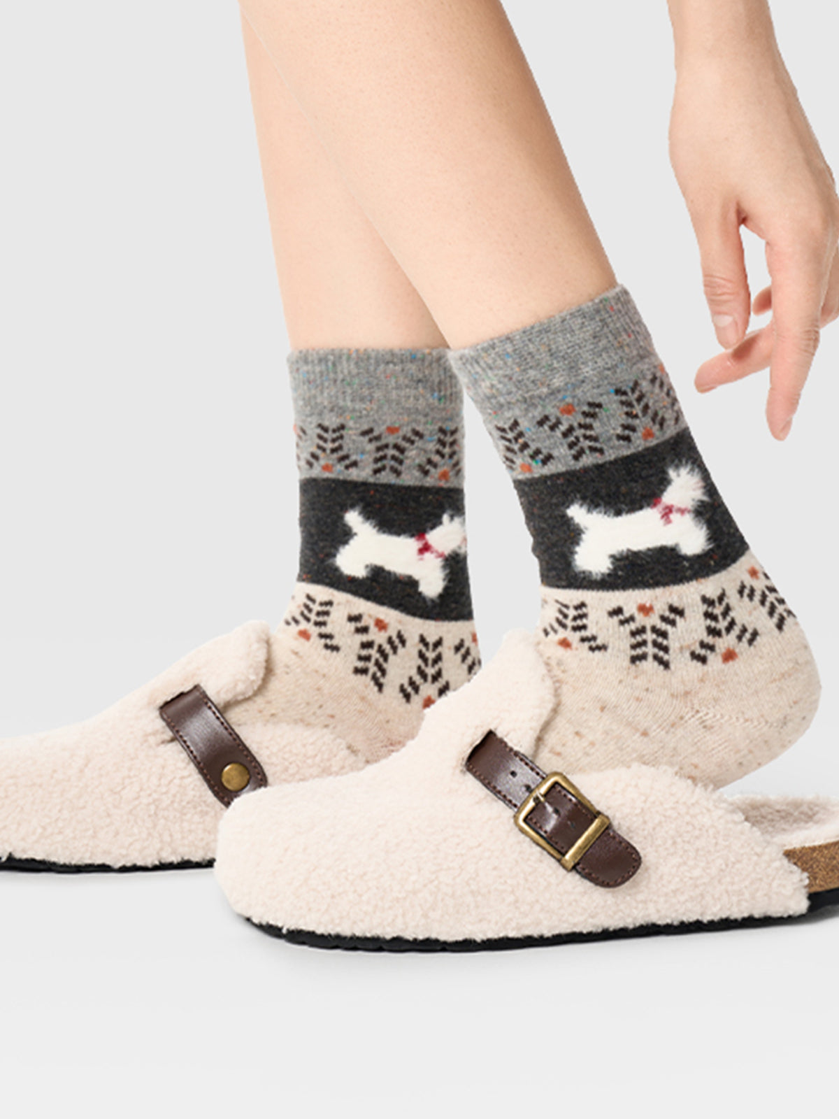Poppy | Unisex Sokken - Hoogwaardige Stoffen Mix - Puppy Patroon