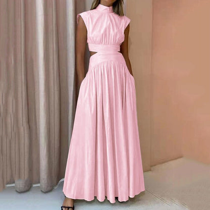 Anje | Elegante Mouwloze Maxi Jurk Dames – Tijdloos Chic met Hoge Halslijn