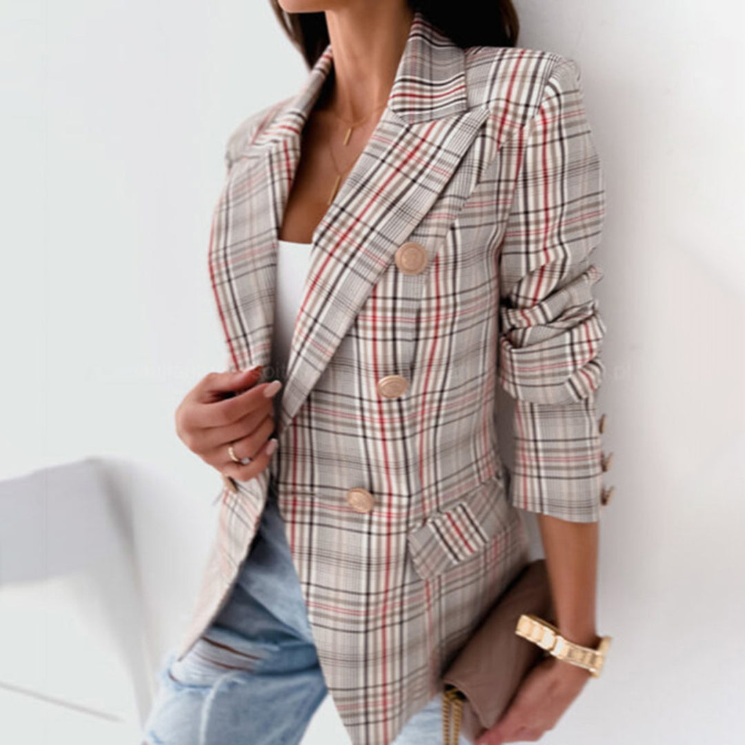 Geruite Dubbel Breasted Blazer - Chique, Smart en Casual