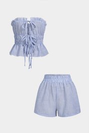 Rina | Dames Set - Stijlvolle Tubetop met Ruches en Gesmokte Taille 0