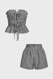 Rina | Dames Set - Stijlvolle Tubetop met Ruches en Gesmokte Taille 6