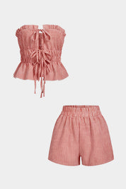 Rina | Dames Set - Stijlvolle Tubetop met Ruches en Gesmokte Taille 7