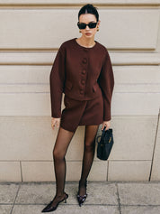 Zante | Retro Dames Korte Jas - Geweven Stof met Gepofte Mouwen