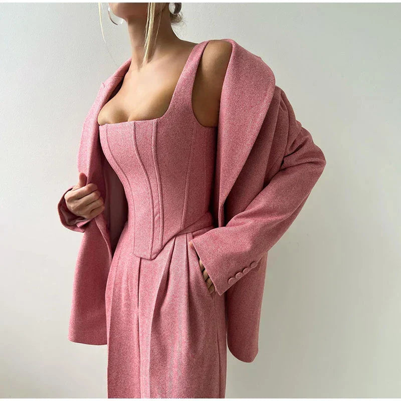 Comfy 3-Delige Set voor Dames - Blazer, Broek en Corset Top