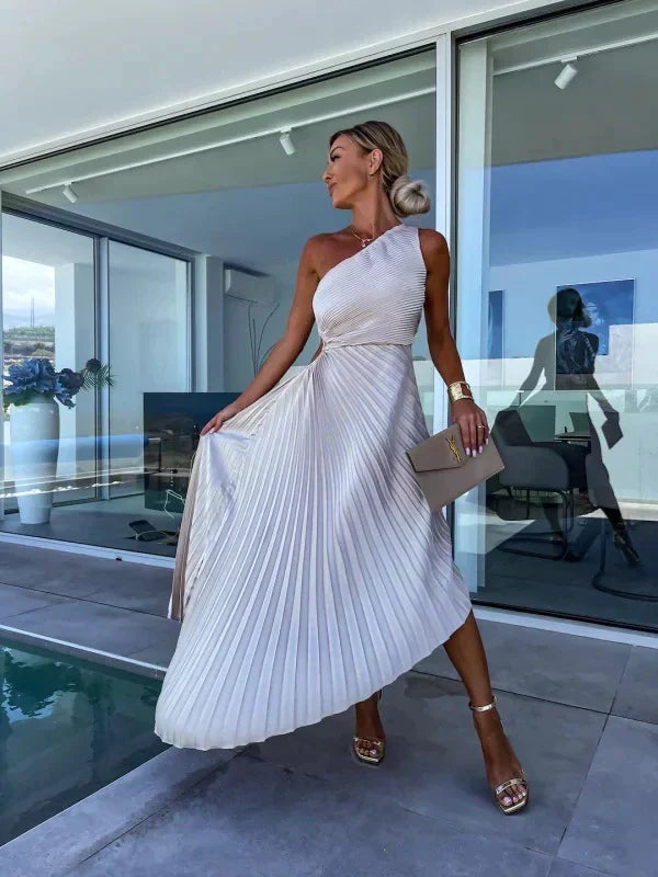 Asymmetrisch Plissé Jurk voor Dames - Stijlvol, Elegant en Zomers