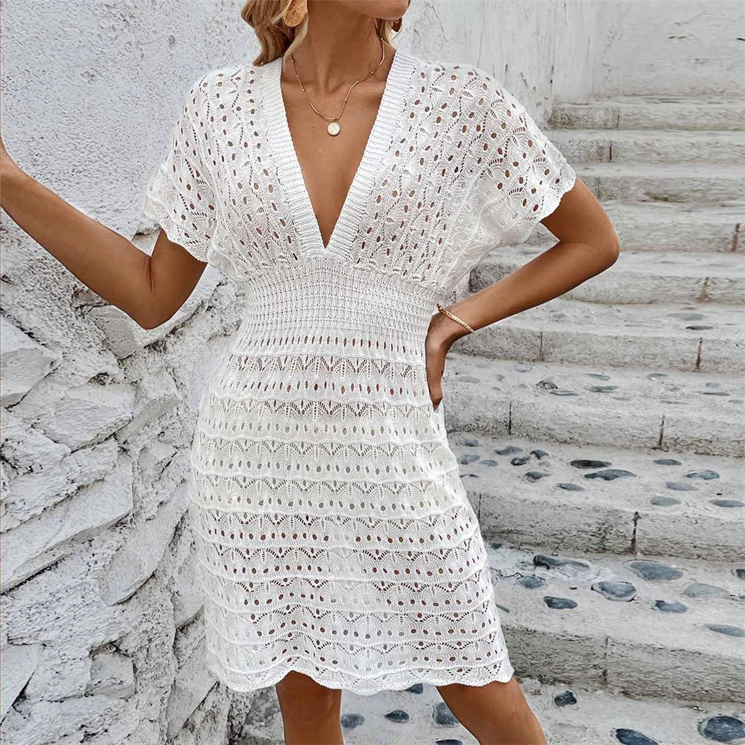 Cyra | Gebreide Midi Zomerjurk Dames – Cover-Up - Boho & Luchtig