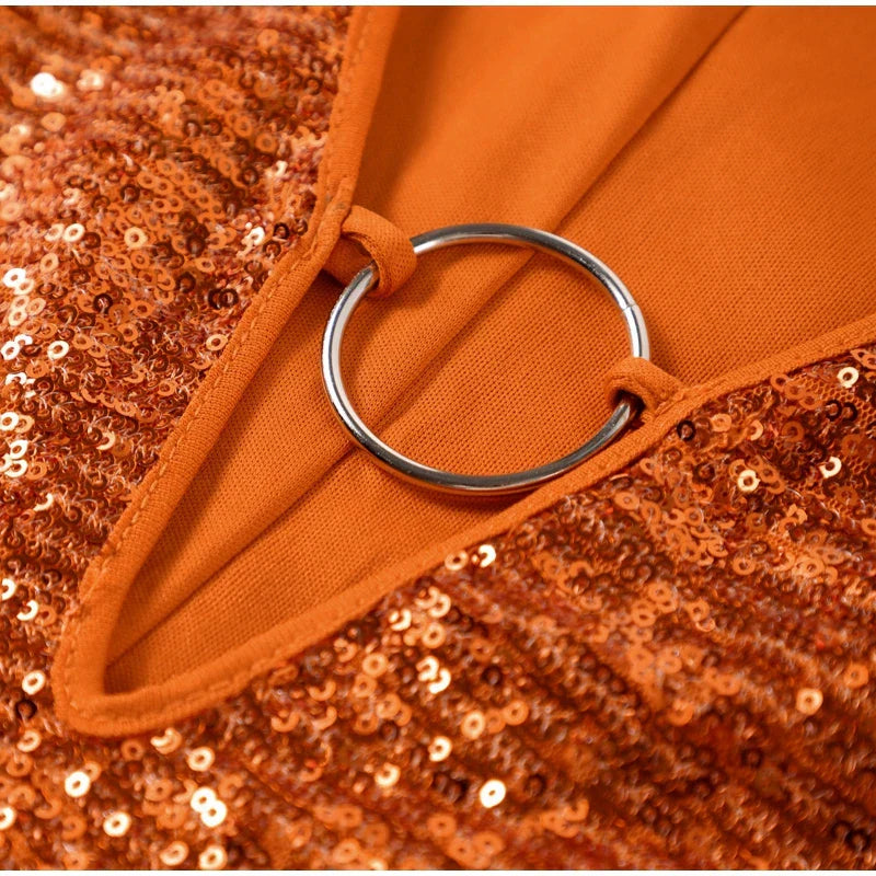 Valerie | Glitter Mini Jurk - V-hals & Wijde Mouwen