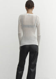 Rylee | Rib Gebreide Top met Ladder Design en Lange Mouwen