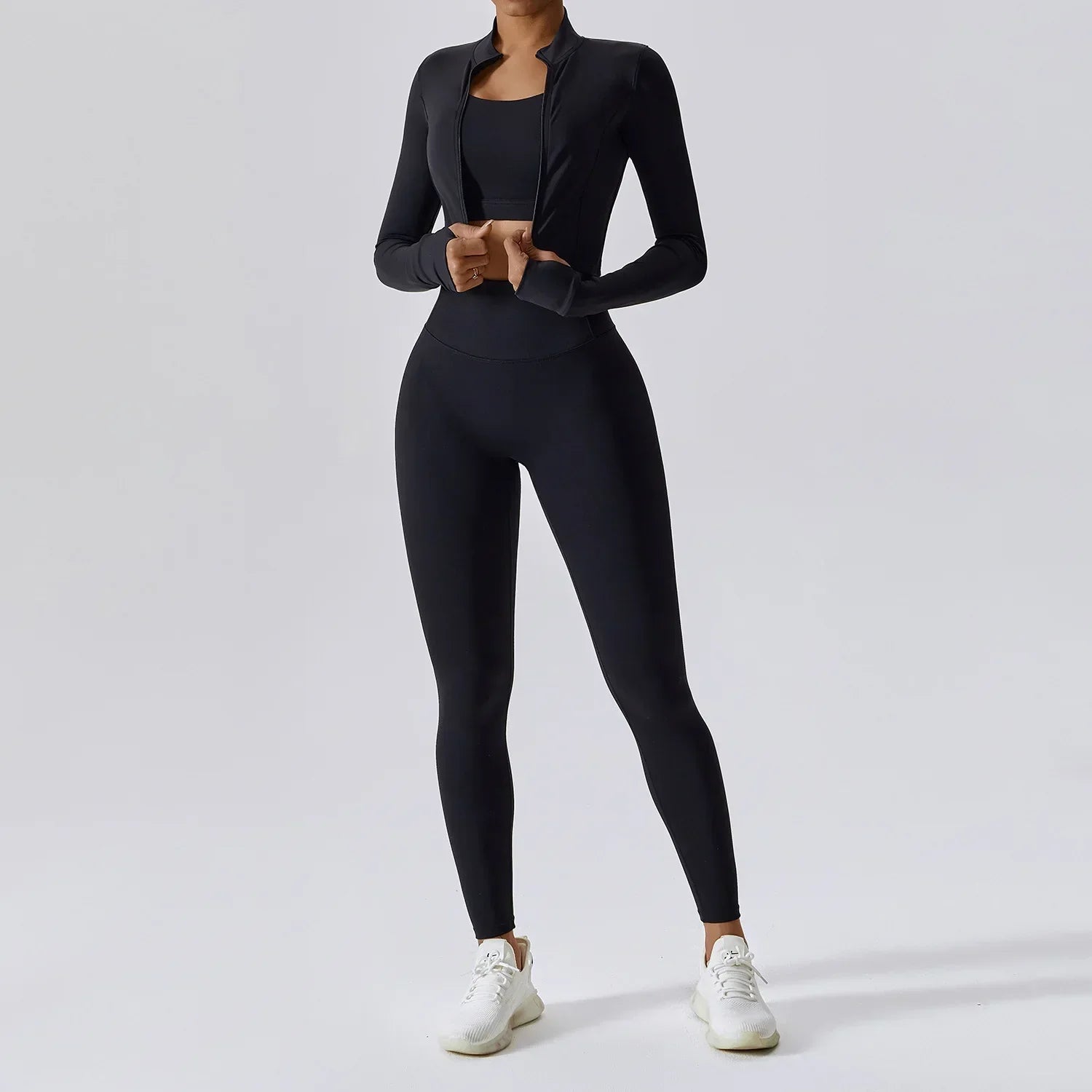 Jolee | 3-Delige Sportset Dames - Cropped Vest, Sport BH en High-Waist Legging