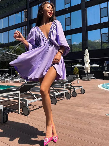 Sierra | Lange Mouwen Boho Mini Zomerjurk