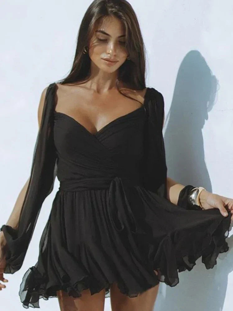 Elda | Elegante Dames Jurk – Wikkel Look & Plissé Rok