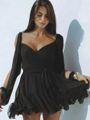 Elda | Elegante Dames Jurk – Wikkel Look & Plissé Rok