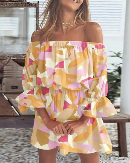 Roccio | Off Shoulder Mini Jurk met Bloemenprint