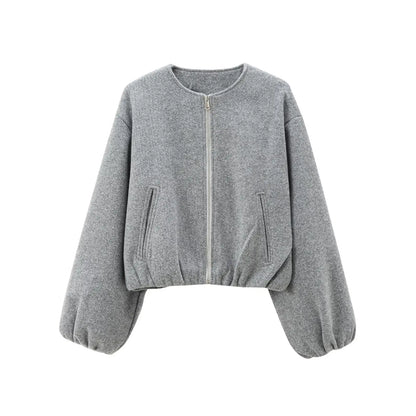 Mexi | Dames Grijze Bomberjas – Losse Fit & Comfortabel