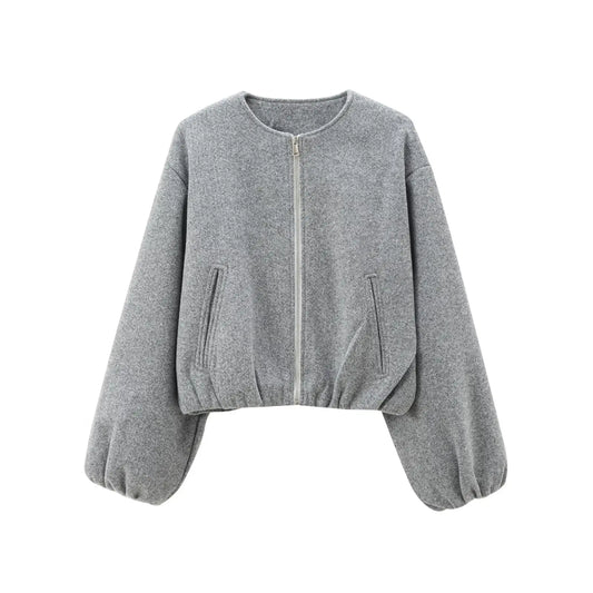 Mexi | Dames Grijze Bomberjas – Losse Fit & Comfortabel