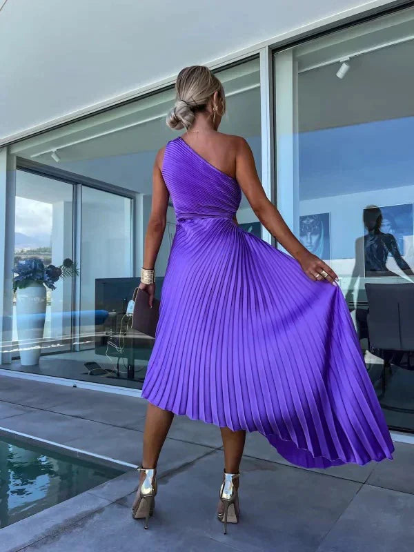 Asymmetrisch Plissé Jurk voor Dames - Stijlvol, Elegant en Zomers