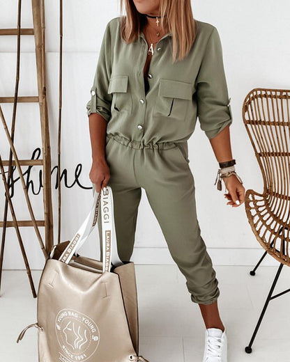 Yvette | Jumpsuit Met Lange Mouwen En Elastische Taille