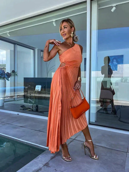 Asymmetrisch Plissé Jurk voor Dames - Stijlvol, Elegant en Zomers