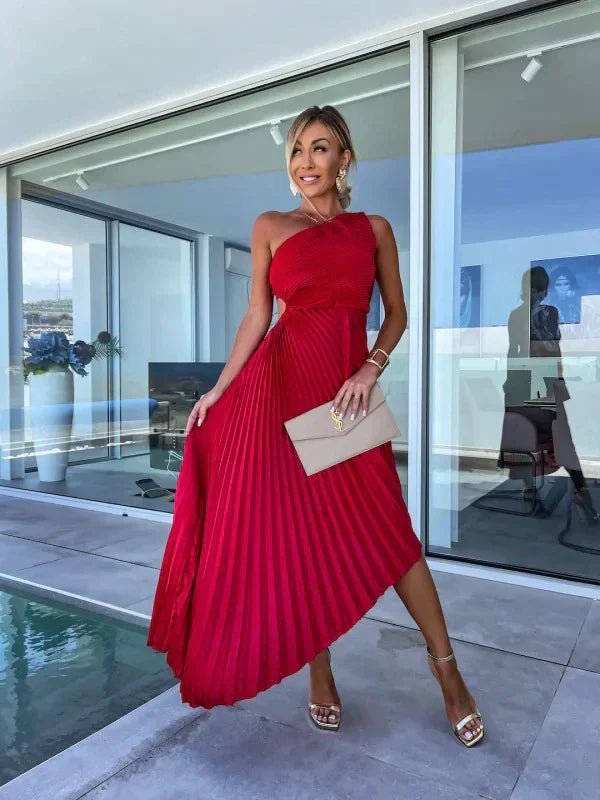 Asymmetrisch Plissé Jurk voor Dames - Stijlvol, Elegant en Zomers