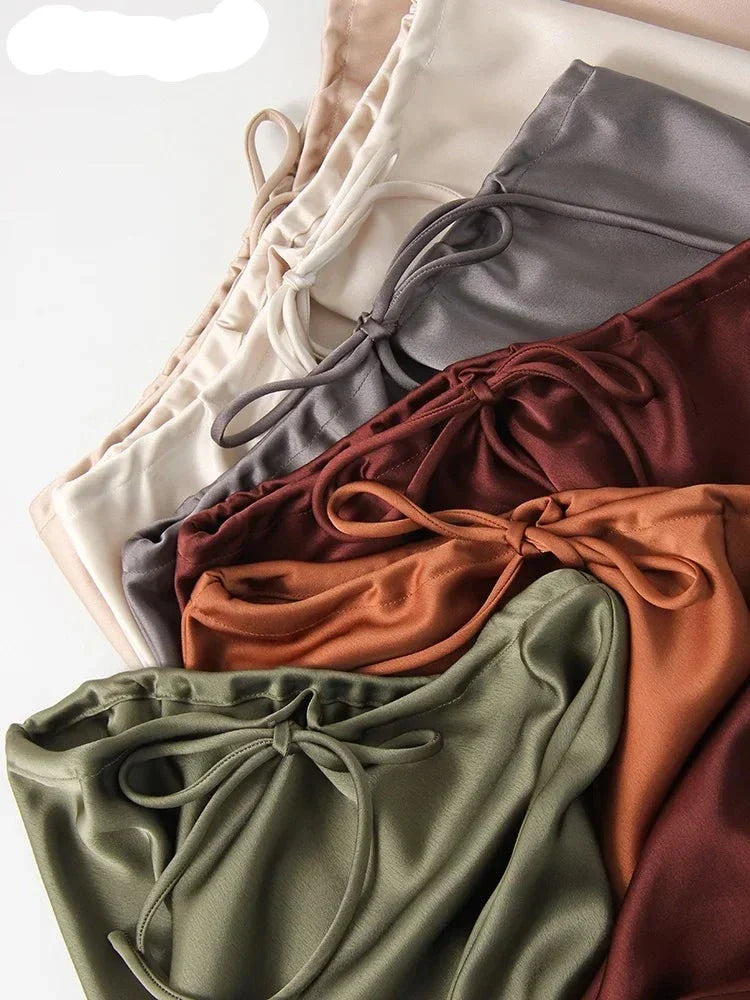 Cherisse | Dames Maxi Rok Satijn Verstelbare Taille Elegante Flow