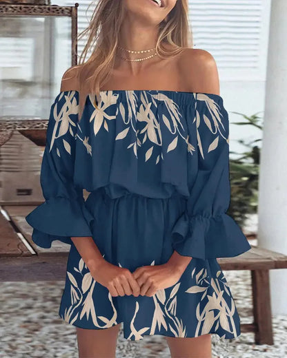 Roccio | Off Shoulder Mini Jurk met Bloemenprint