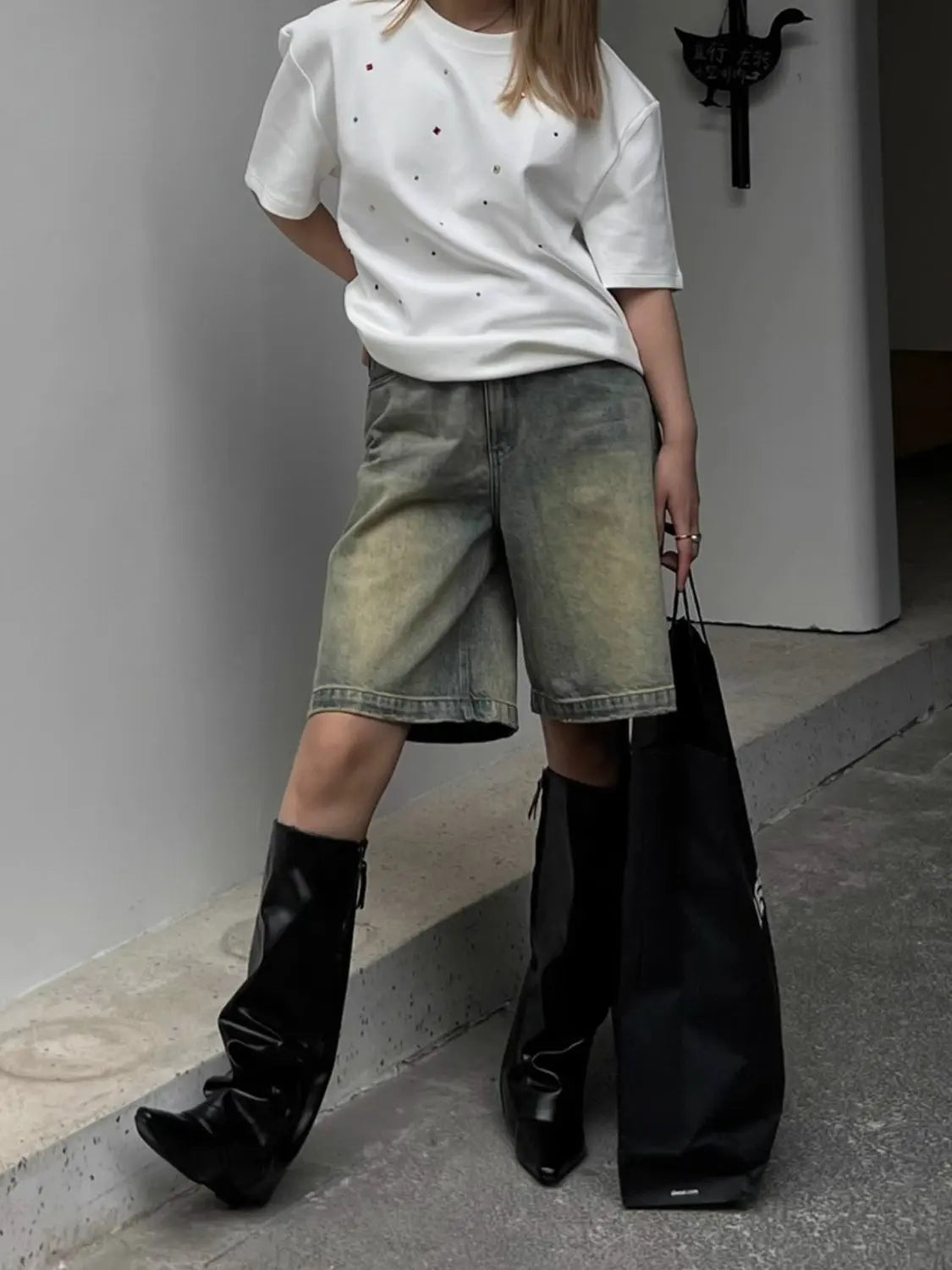 Sil | Jorts - Losse Hoge Taille Spijkershorts