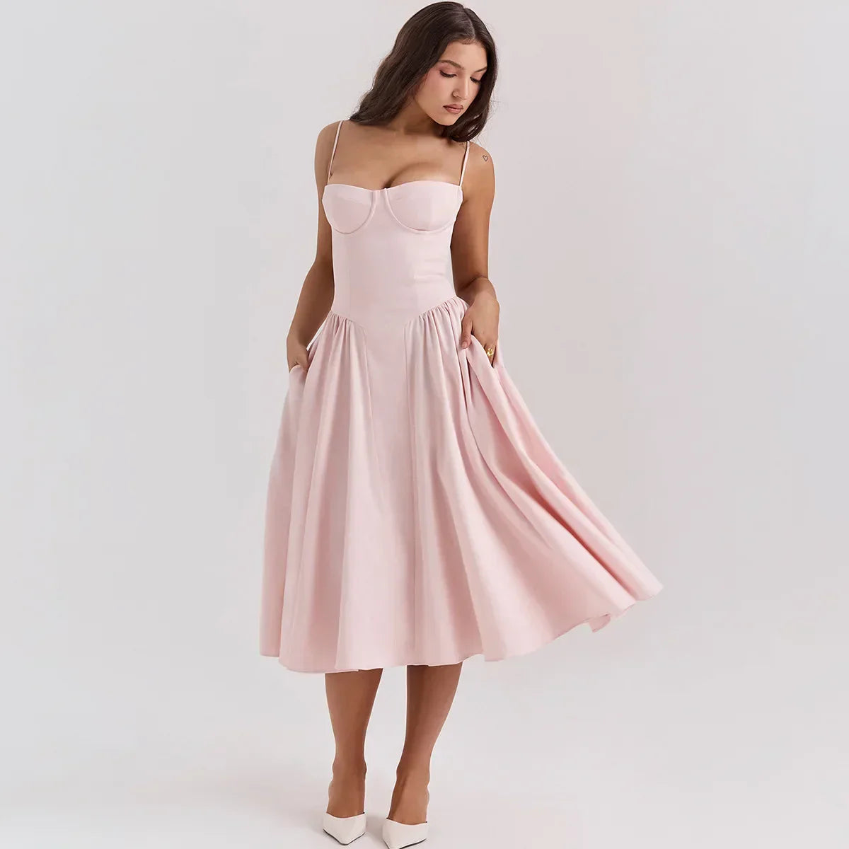 Nea | Corset Jurk met Wijde Rok