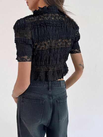 Dorita | Luxe Kanten Crop Top met Transparante Details