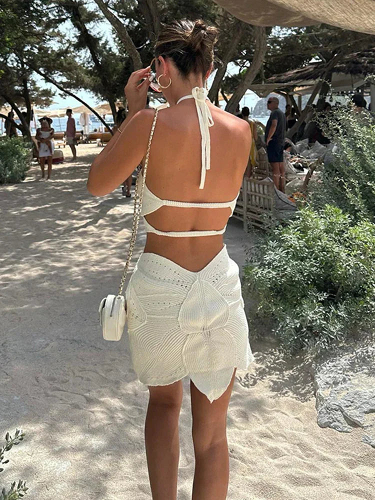 Yanine | Zomerse Gehaakte Set - Halter Top en Mini Rok