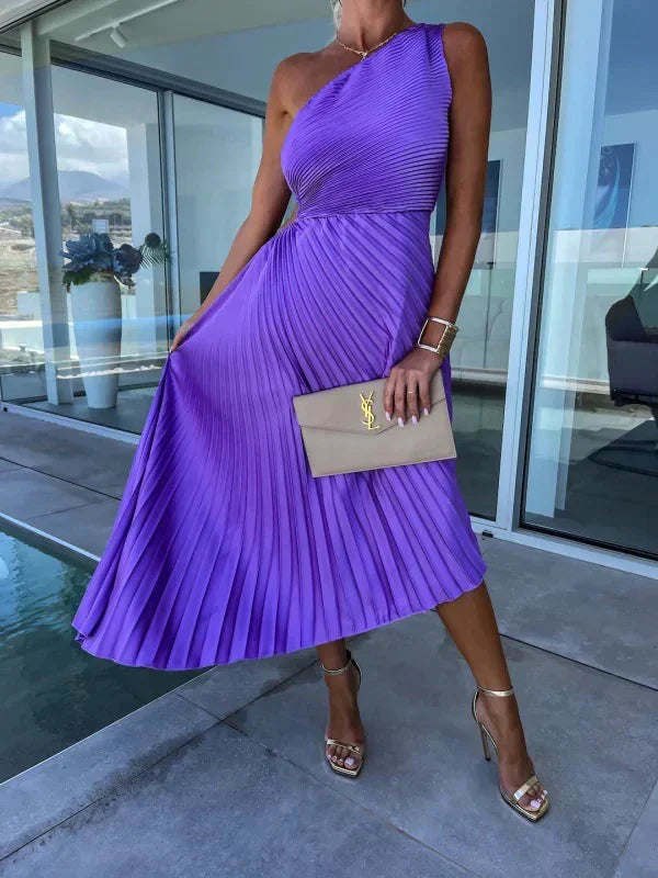 Asymmetrisch Plissé Jurk voor Dames - Stijlvol, Elegant en Zomers