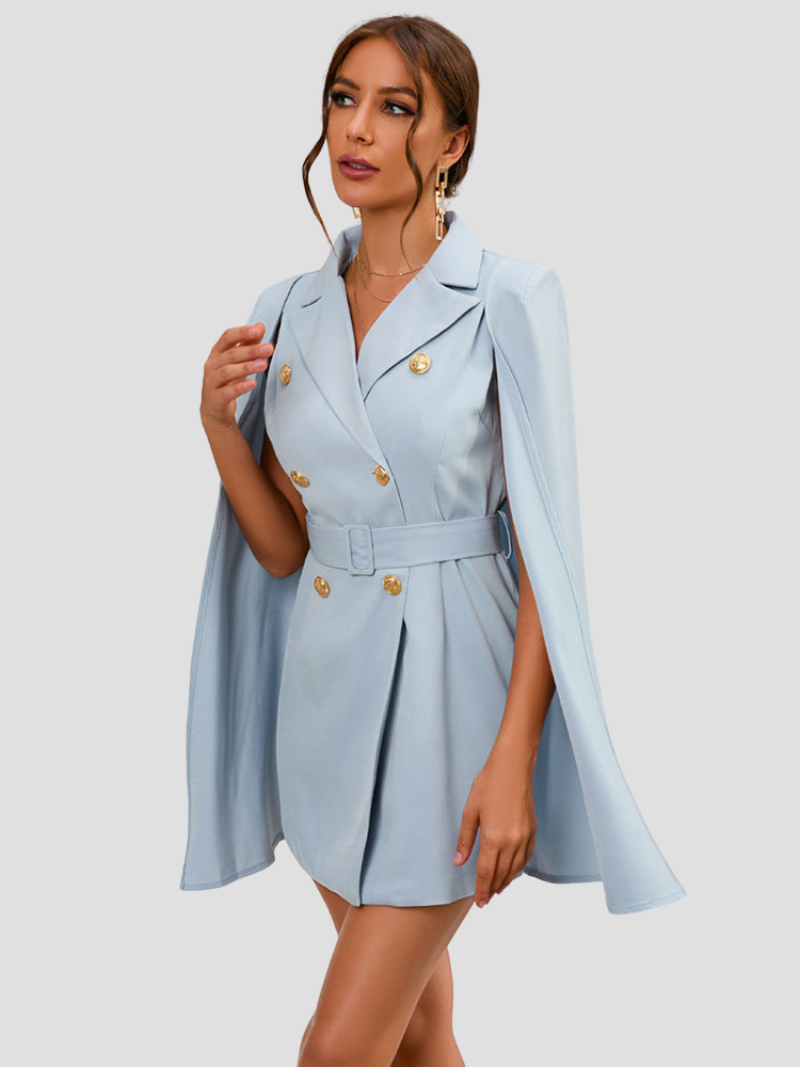 London | Blazer Jurk met Gouden Knopen en Cape