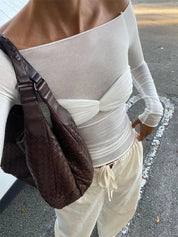 Jaylie | Elegante Off-Shoulder Crop Top met Lange Mouwen