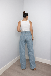 Sanay | Rechte High‑Waist Jeans met Glitter Details