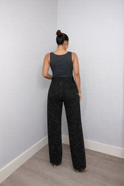 Sanay | Rechte High‑Waist Jeans met Glitter Details