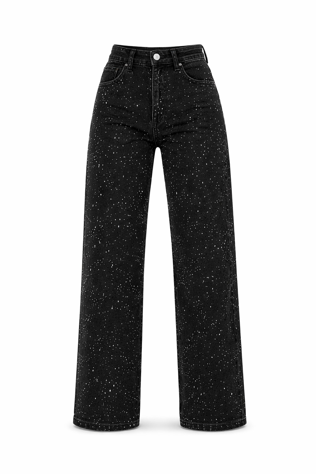 Sanay | Rechte High‑Waist Jeans met Glitter Details
