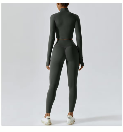 Jolee | 3-Delige Sportset Dames - Cropped Vest, Sport BH en High-Waist Legging