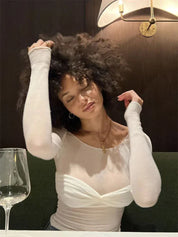 Jaylie | Elegante Off-Shoulder Crop Top met Lange Mouwen