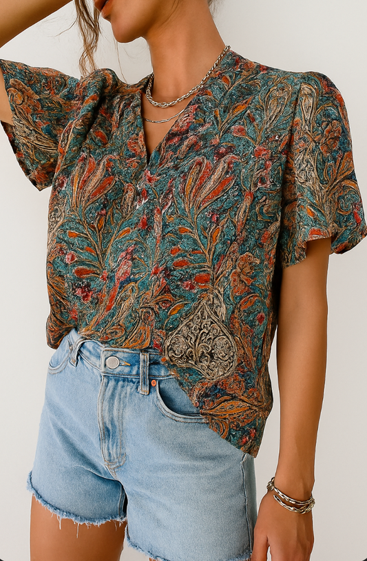Cis | Korte Blouse met Plof Mouwtjes
