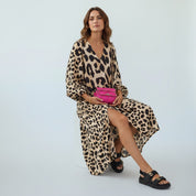 Nadia | Panterprint Midi Jurk - Trendy, Comfortabel, Flatterend Silhouet