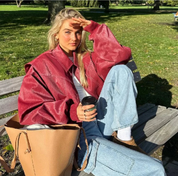Noa | Oversized Rode Leren Jas