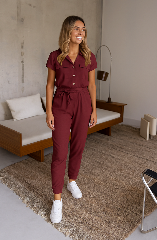 Yazzi | Elegante Casual Jumpsuit met V-hals en Knopen
