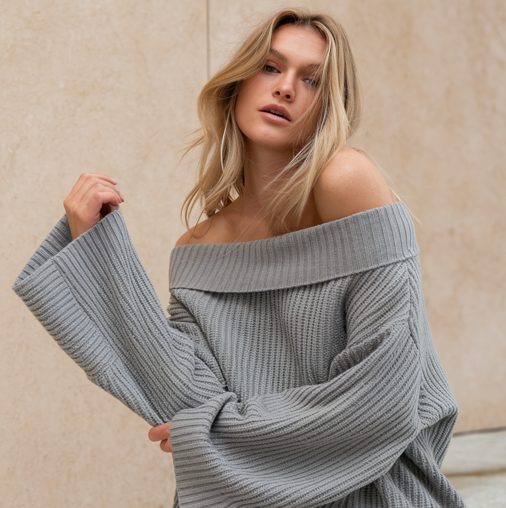 Ballard | Off-Shoulder Rib Pullover – Comfy Herfst Damestrui