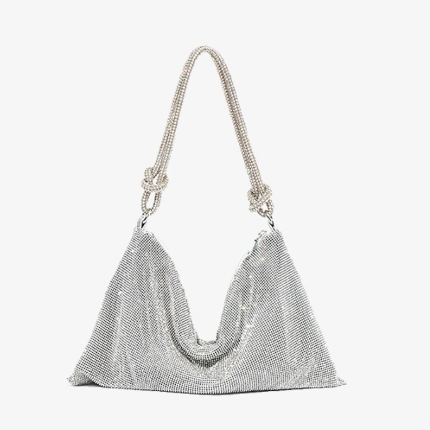 Luxe Glanzende Tas met Ketting Detail