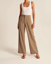 Jiska | Stijlvolle Pantalon Wijde Pijpen Dames - Trendy, Comfy met Hoge Taille