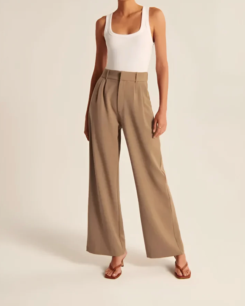Jiska | Stijlvolle Pantalon Wijde Pijpen Dames - Trendy, Comfy met Hoge Taille