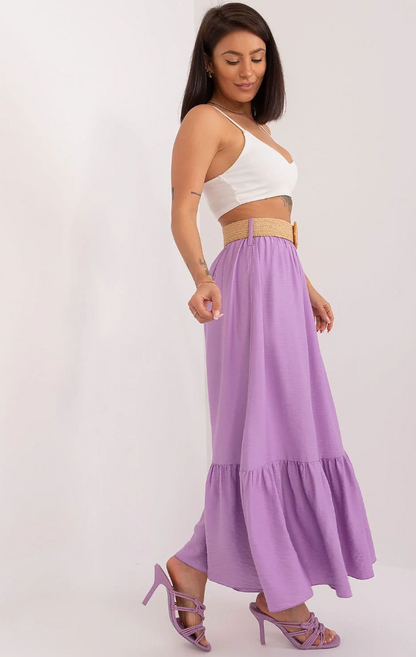 Lila | Maxi Rok Dames met Volant – Zomerrok Lang