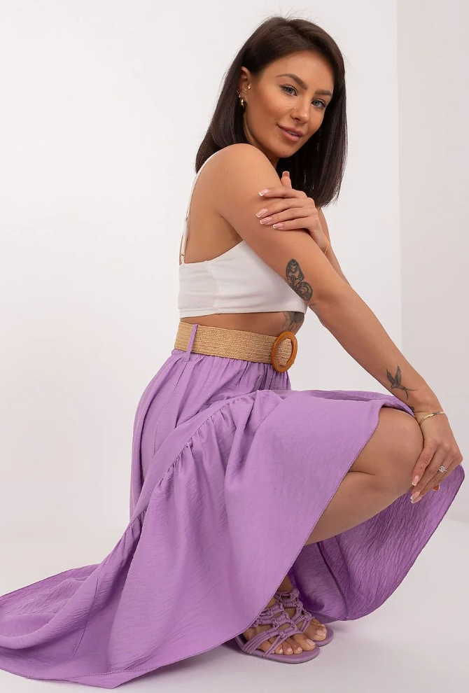 Lila | Maxi Rok Dames met Volant – Zomerrok Lang
